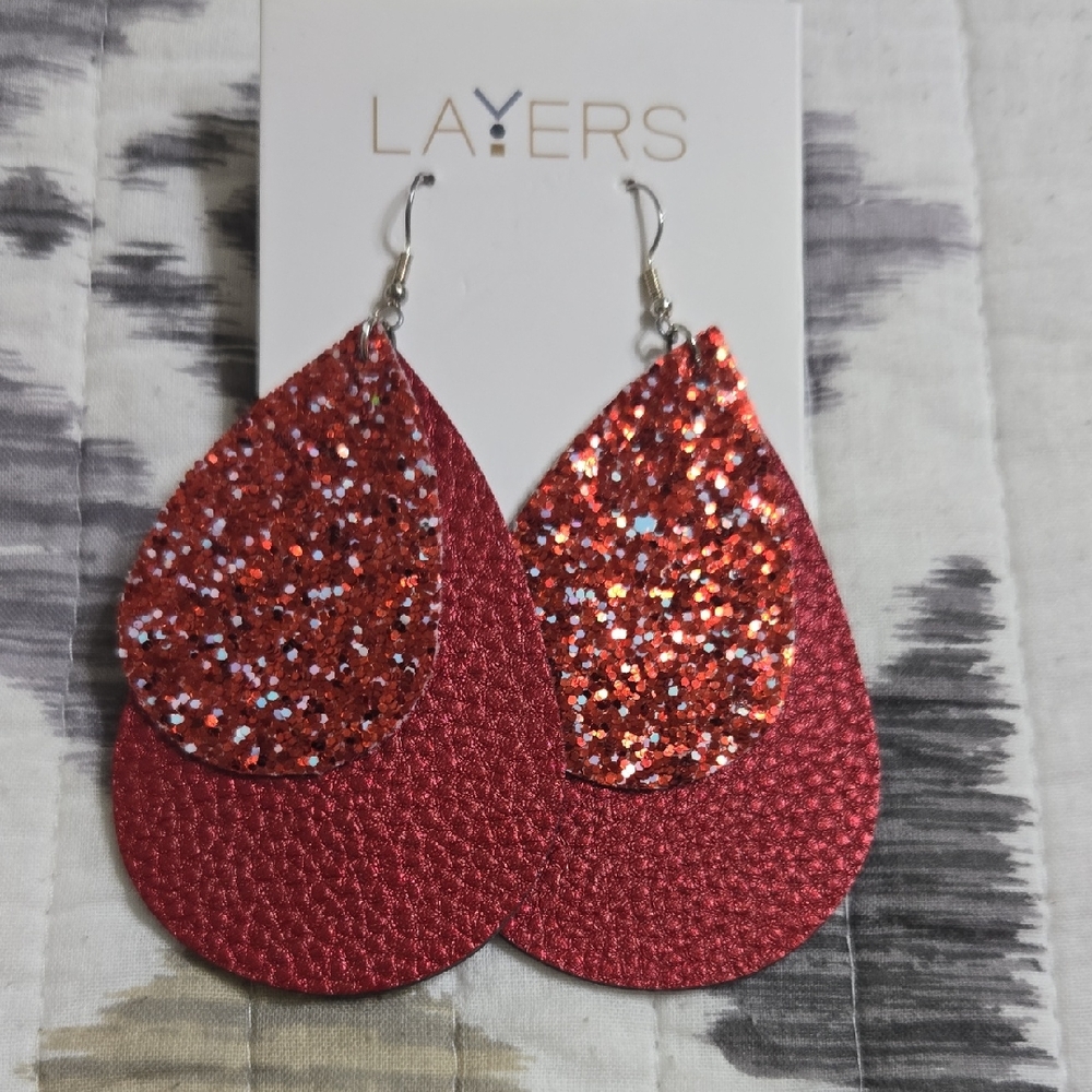 Red Leather Earrings